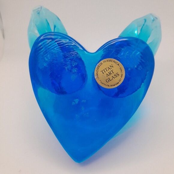 Vintage Double Bluebirds of Happiness Titan Art Glass Signed 2000 - Picture 6 of 9